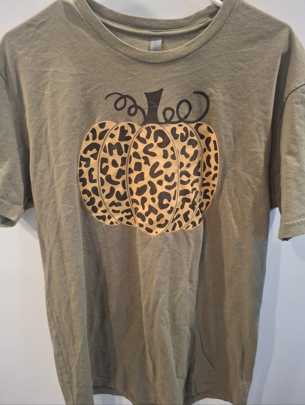 Women's Olive Pumpkin Leopard Graphic Tee
